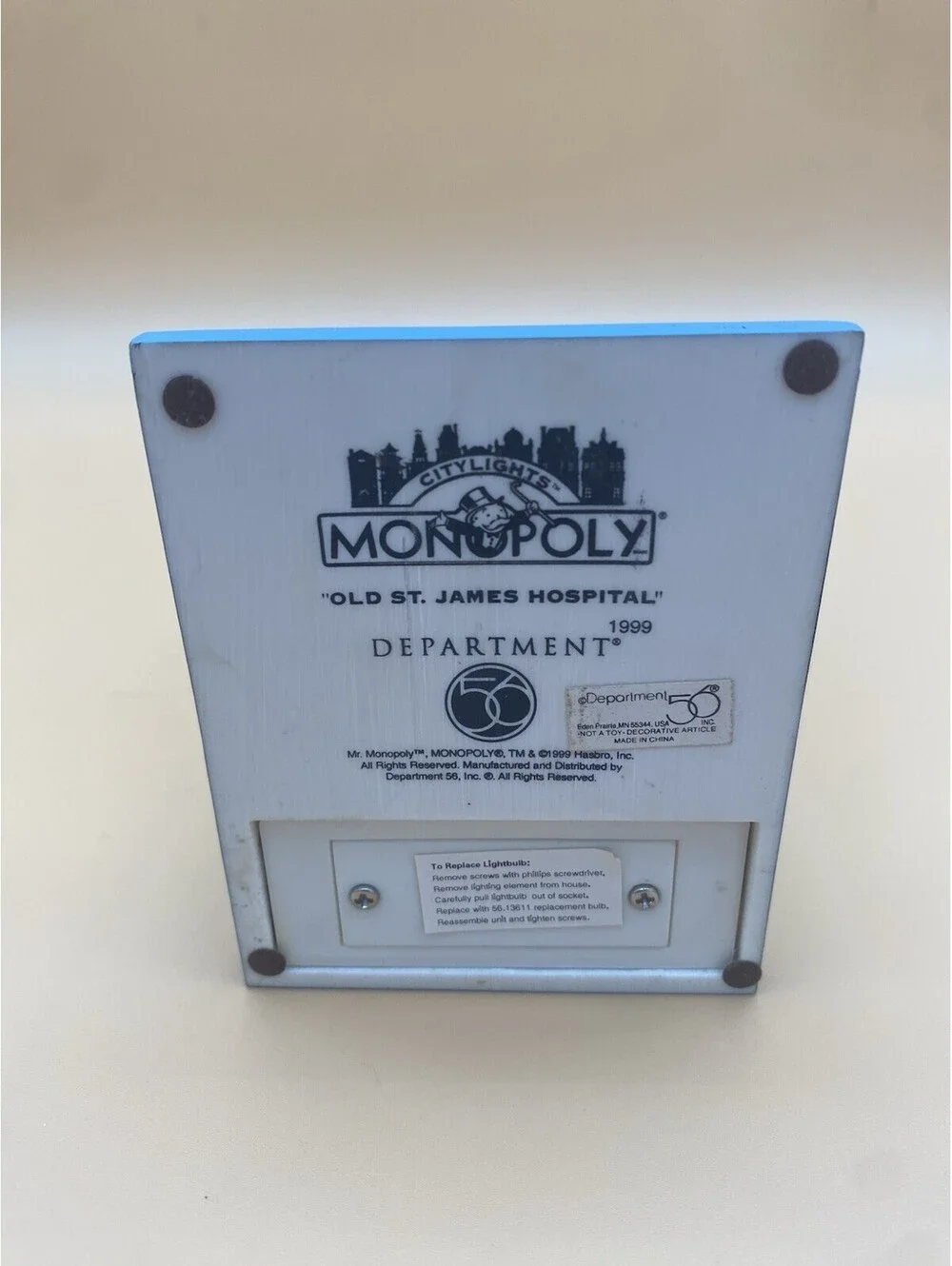 Department 56 Monopoly CityLights Old St. James Hospital One-Eighty St. James Pl